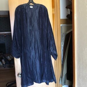 Eskandar Neiman Marcus Navy Linen/silk Open-Front kimono Robe Jacket size 1